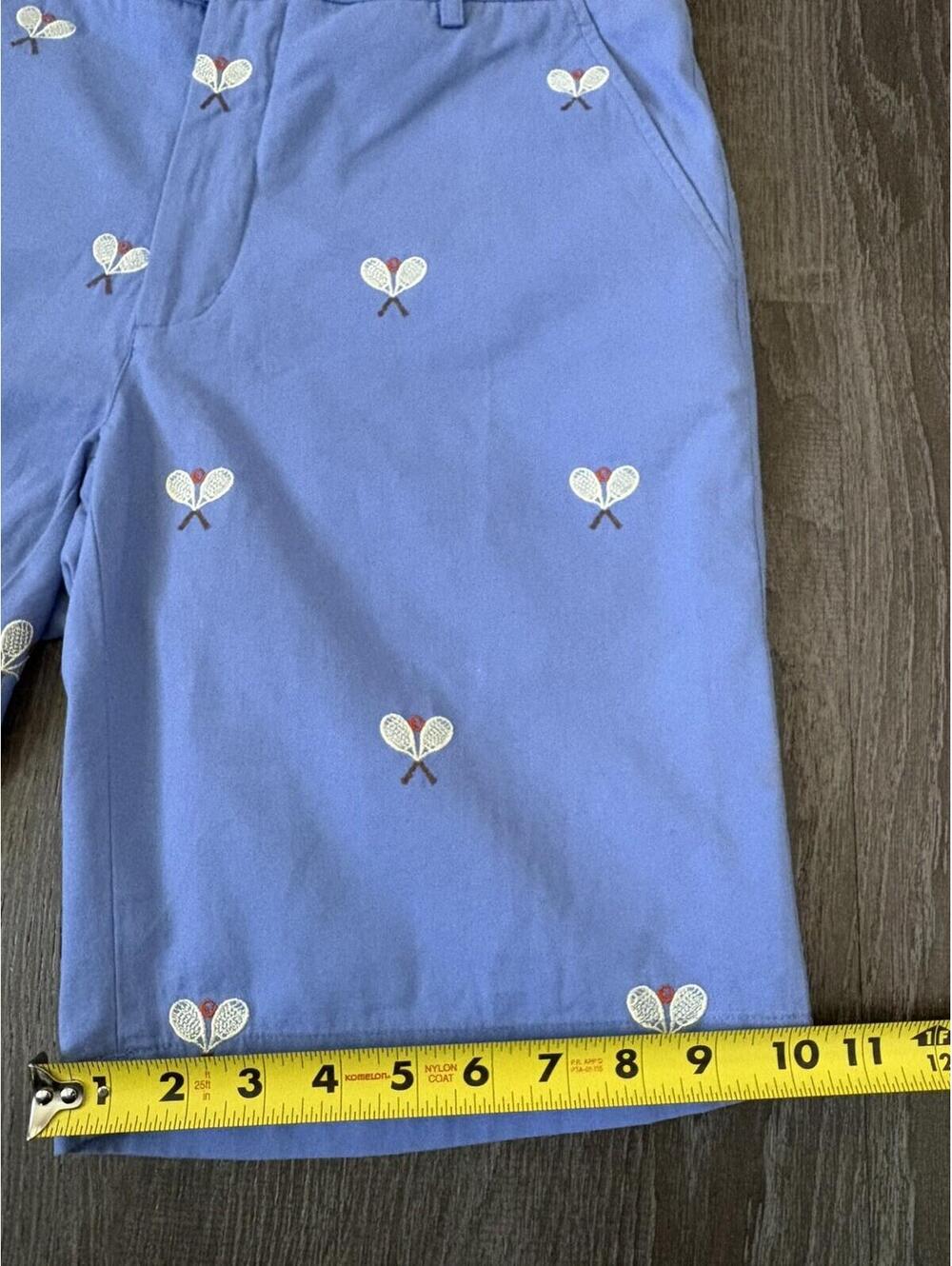 J. McLaughlin Men’s Cotton Blue Shorts Embroidered Tennis Rackets Size 32 - Picture 8 of 9